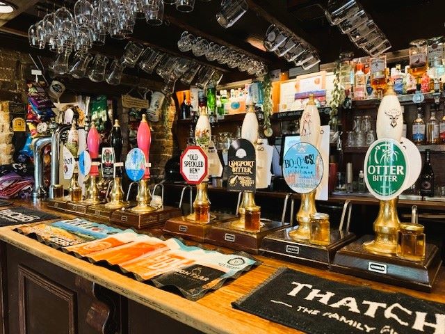 A wide choice of beers at The Crossways Inn