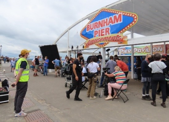 Filming at Burnham Pier